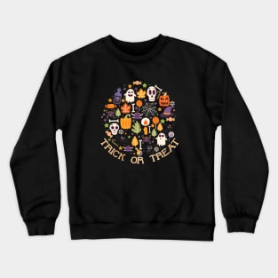 Retro Trick Or Treat Halloween Collage Crewneck Sweatshirt